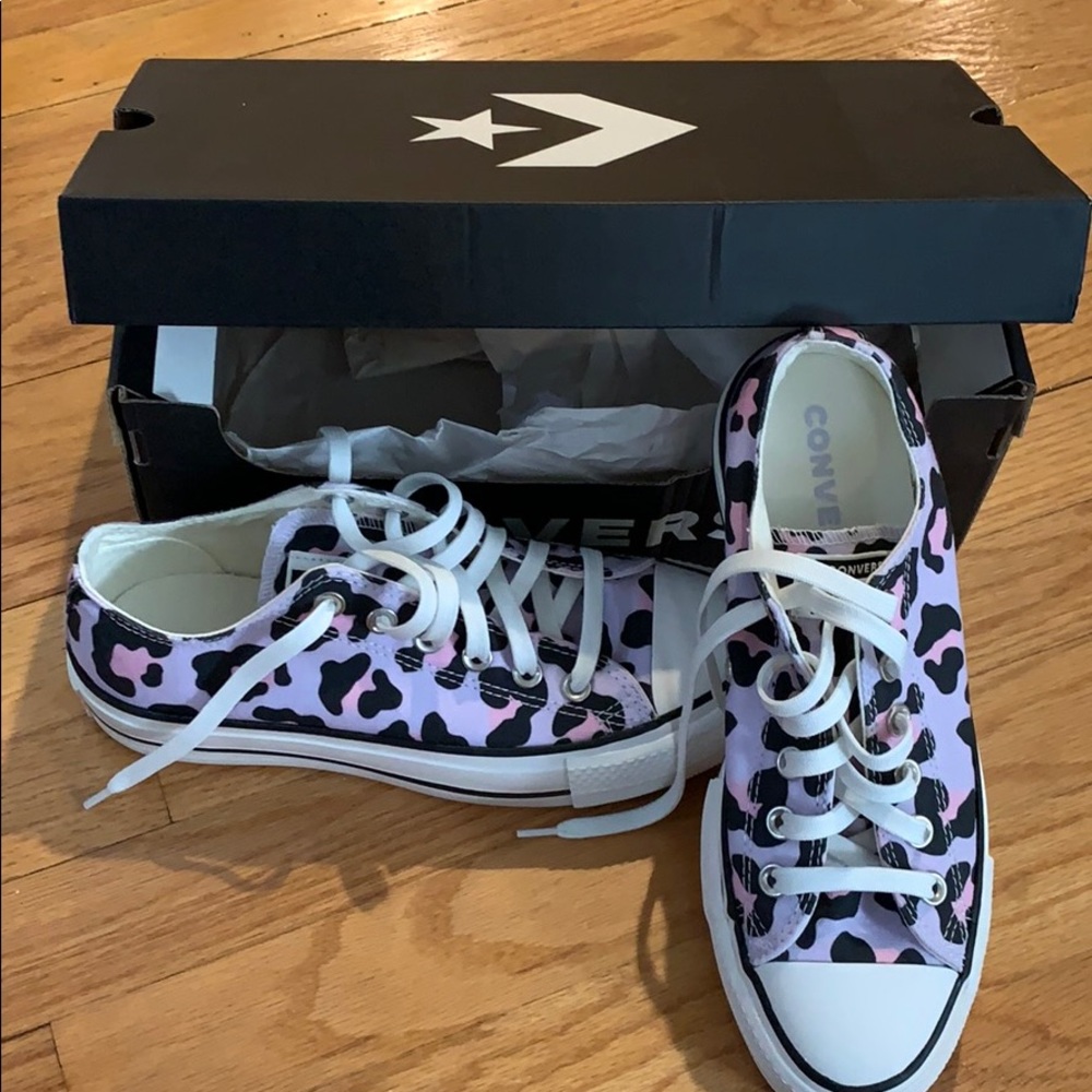 Converse Platform Sneakers Purple Leopard Size 7.5